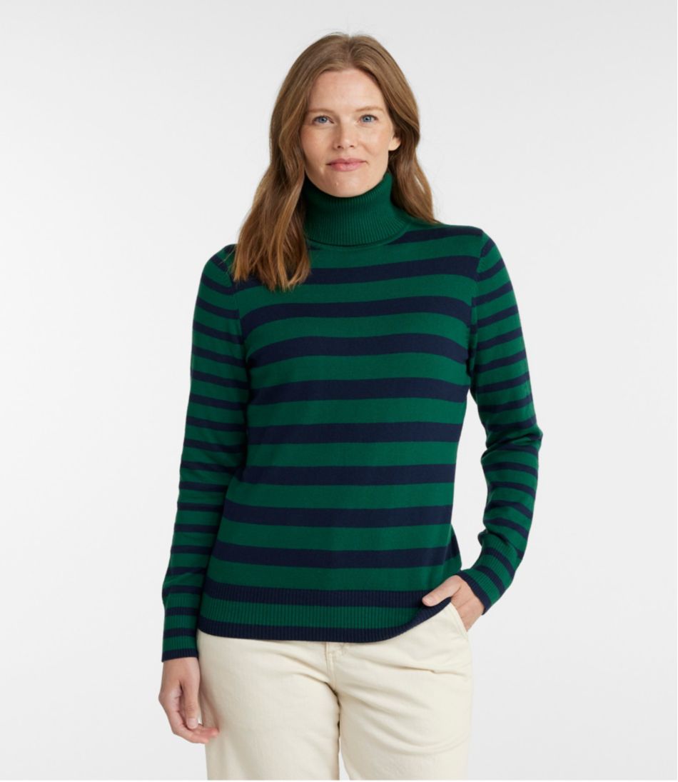 Women's Cotton/Cashmere Sweater, Turtleneck Stripe | L.L.Bean