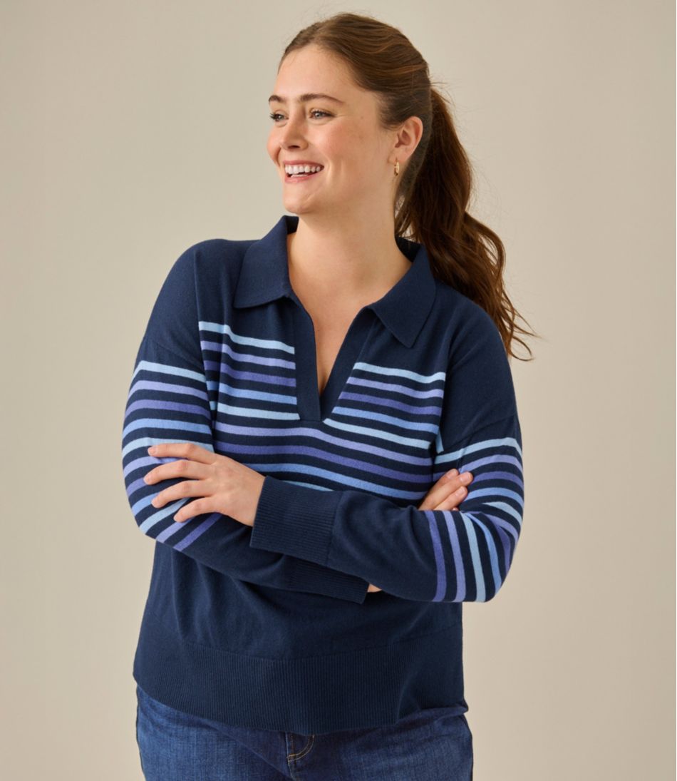 Women's Cotton/Cashmere Sweater, Polo Stripe | L.L.Bean