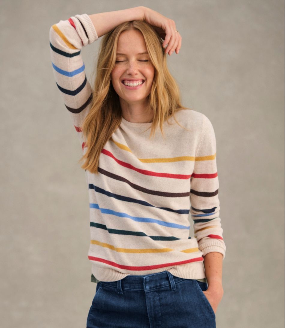 Women's Classic Cashmere Sweater, Crewneck Stripe | L.L.Bean