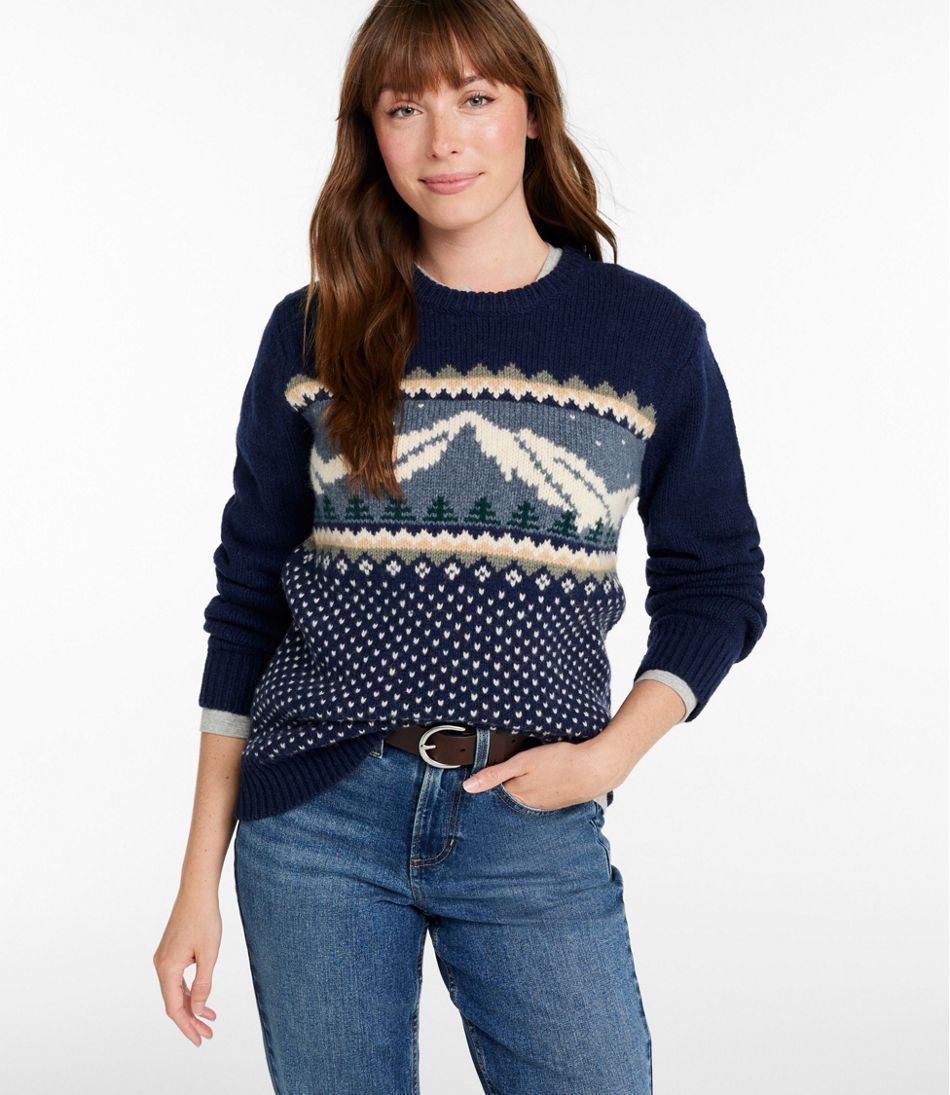 Women's Bean's Classic Ragg Wool Crewneck Intarsia Sweater | L.L.Bean