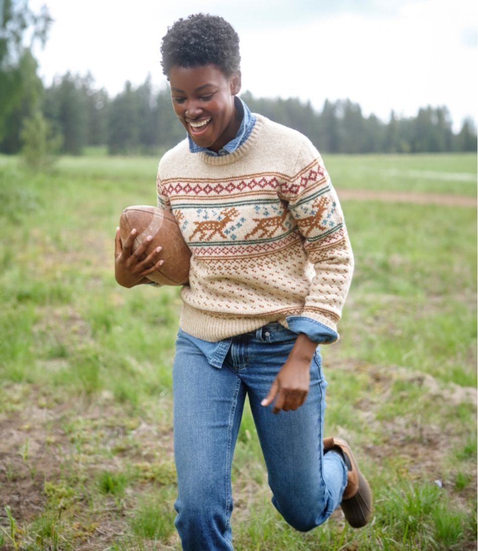 Women's Bean's Classic Ragg Wool Crewneck Intarsia Sweater | L.L.Bean