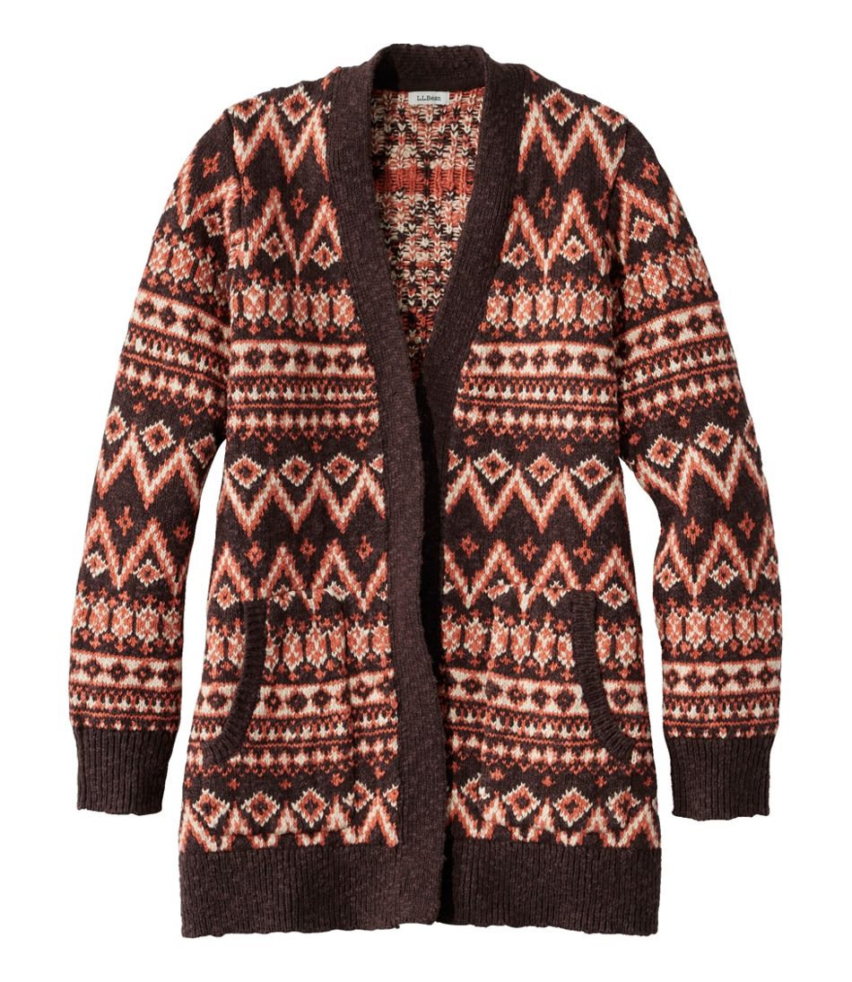 Women's Cotton Ragg Sweater, Open Cardigan Fair Isle | L.L.Bean