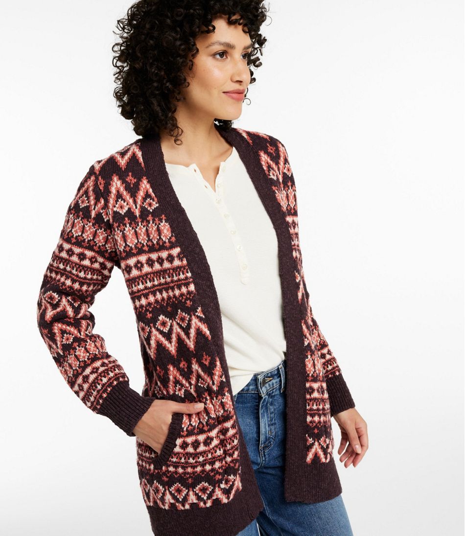 Women's Cotton Ragg Sweater, Open Cardigan Fair Isle | L.L.Bean