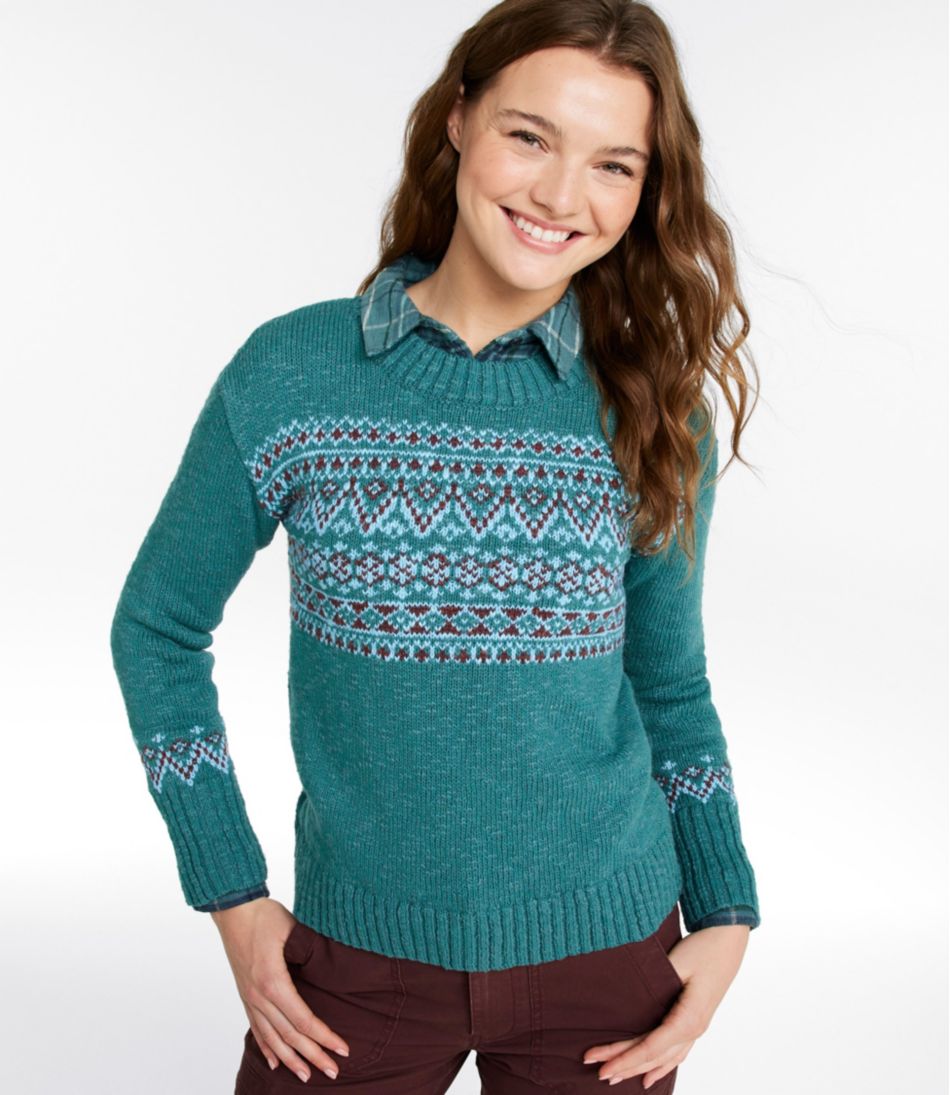 Women's Cotton Ragg Sweater, Crewneck Fair Isle | L.L.Bean