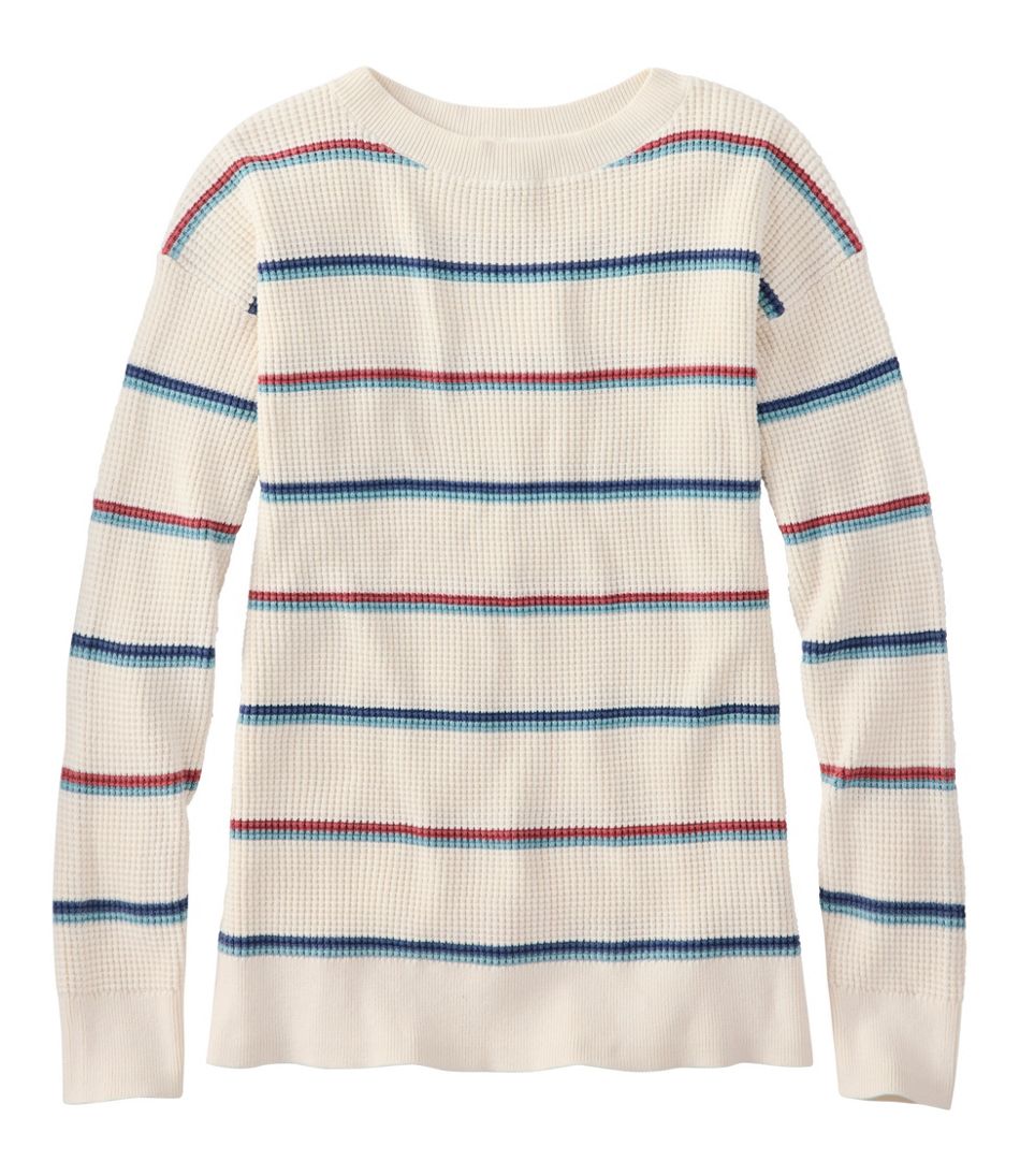 Women's Sunwashed Waffle Sweater, Pullover Stripe | L.L.Bean