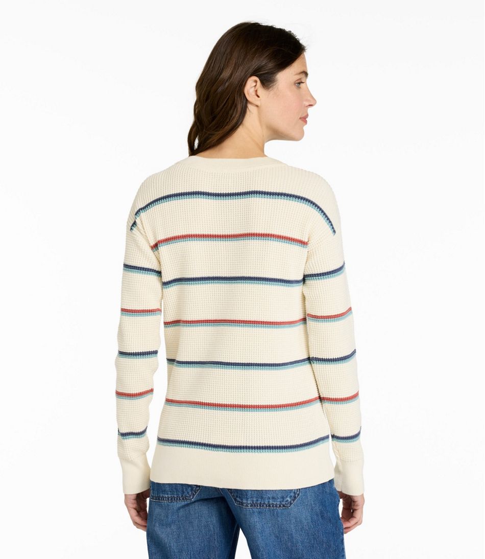 Women's Sunwashed Waffle Sweater, Pullover Stripe | L.L.Bean