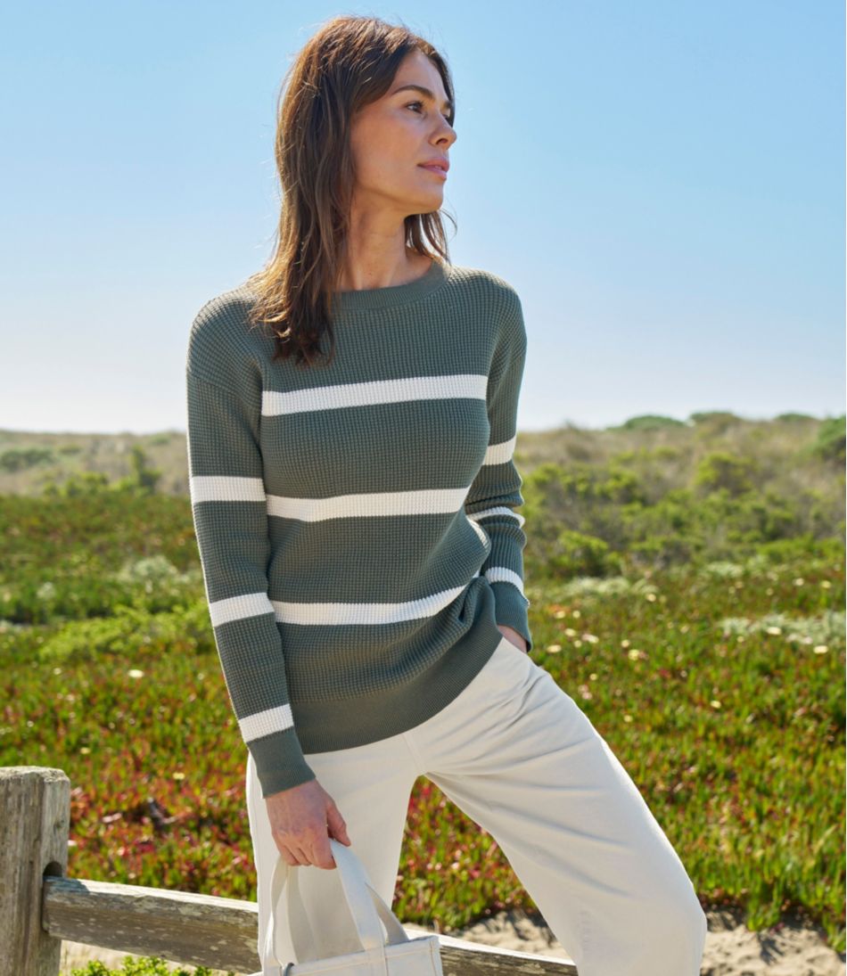 Women's Sunwashed Waffle Sweater, Pullover Stripe | L.L.Bean