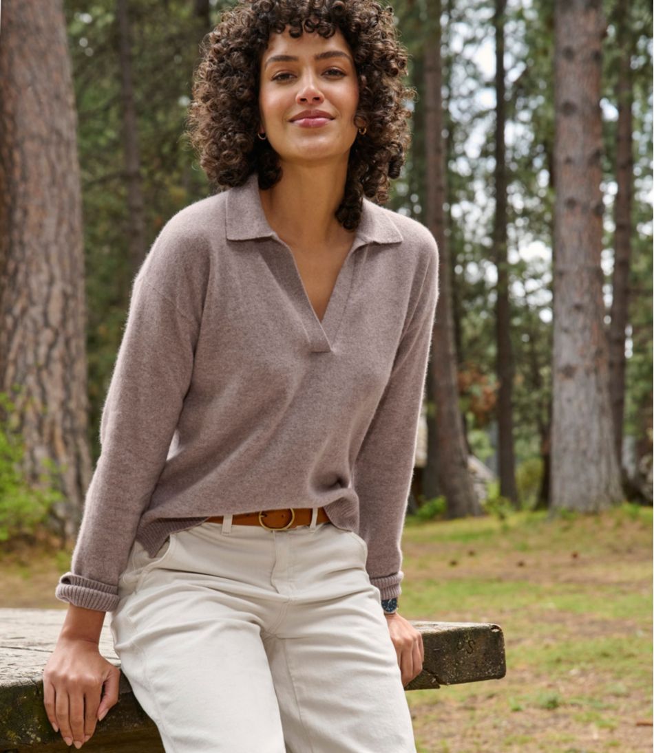 Women's Classic Cashmere Sweater, Relaxed Polo | L.L.Bean