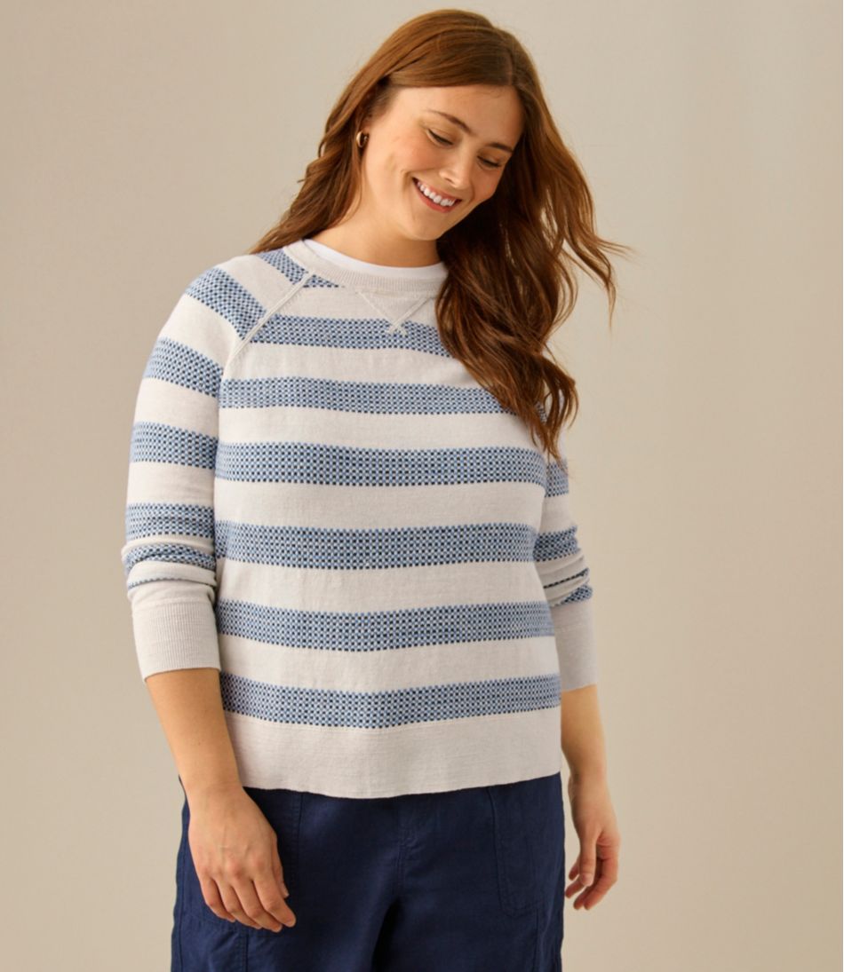 Women's Organic Cotton Slub Sweater, Crewneck Stripe | L.L.Bean