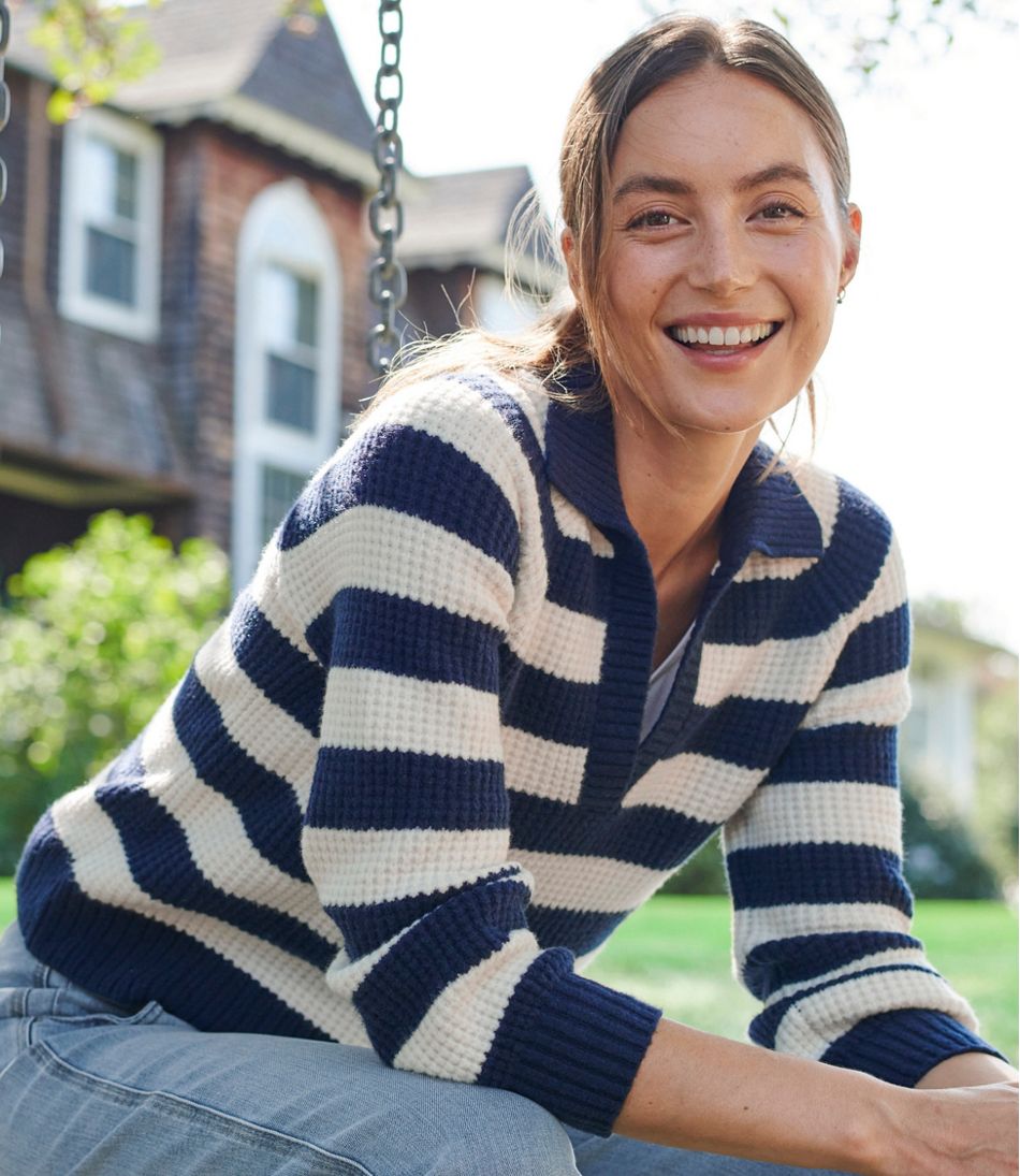 Women's SuperSoft Waffle Sweater, Polo Stripe | L.L.Bean