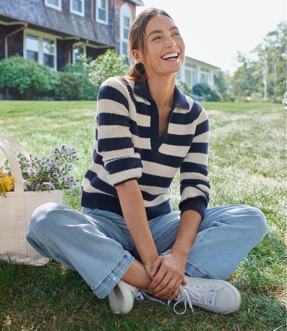 Women's SuperSoft Waffle Sweater, Polo Stripe | L.L.Bean