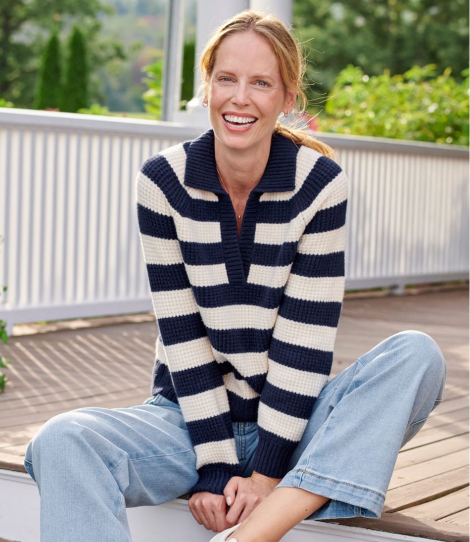 Women's SuperSoft Waffle Sweater, Polo Stripe | L.L.Bean