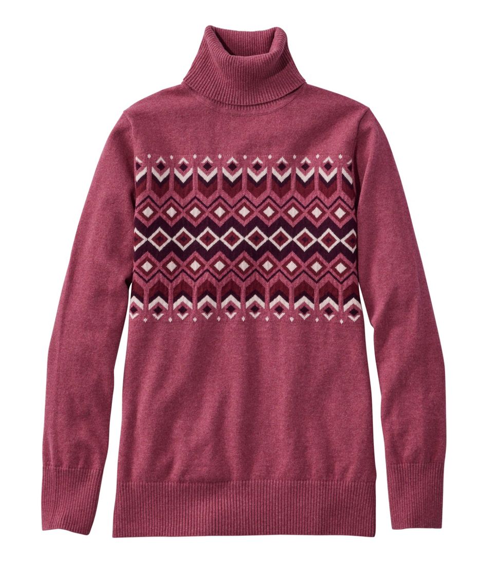 Women's Cotton/Cashmere Sweater, Turtleneck Intarsia | L.L.Bean