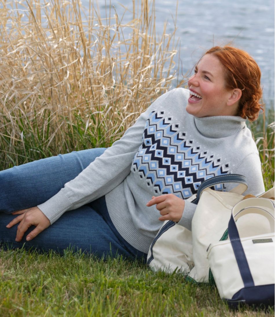 Women's Cotton/Cashmere Sweater, Turtleneck Intarsia | L.L.Bean