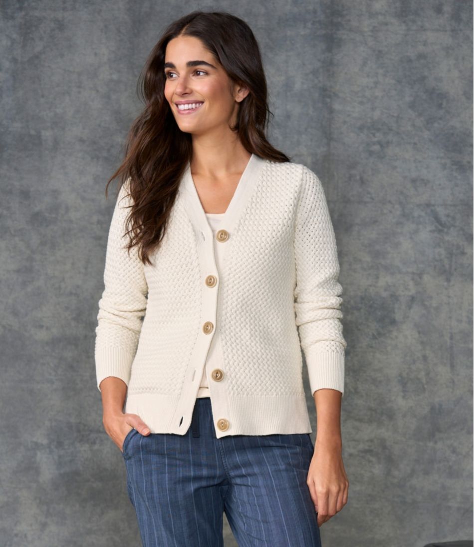 Women's Basketweave Sweater, Button-Front Cardigan | L.L.Bean