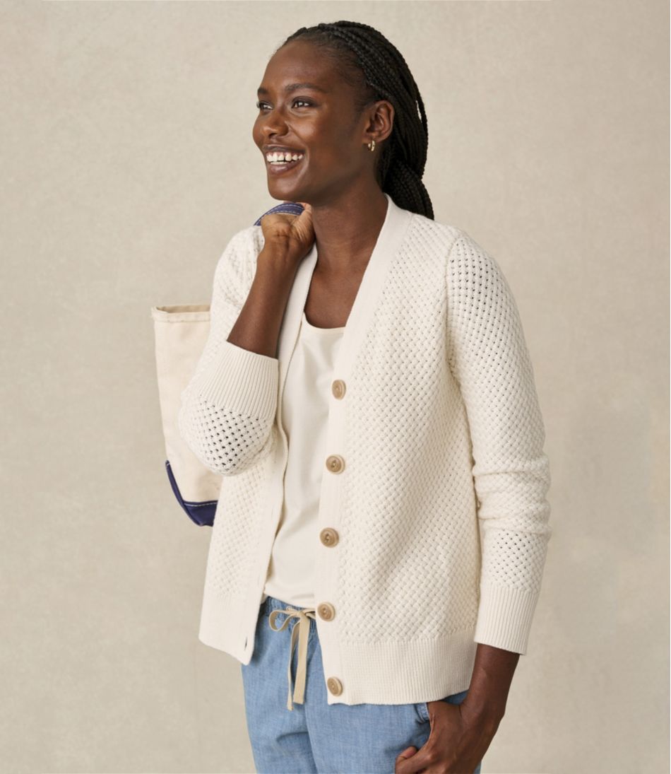 Women's Basketweave Sweater, Button-Front Cardigan | L.L.Bean