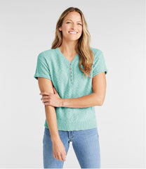 Women's Midweight Cotton Slub Sweater, Henley Short-Sleeve | L.L.Bean