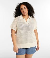 Women's Organic Cotton Slub Pointelle Sweater, Polo | L.L.Bean