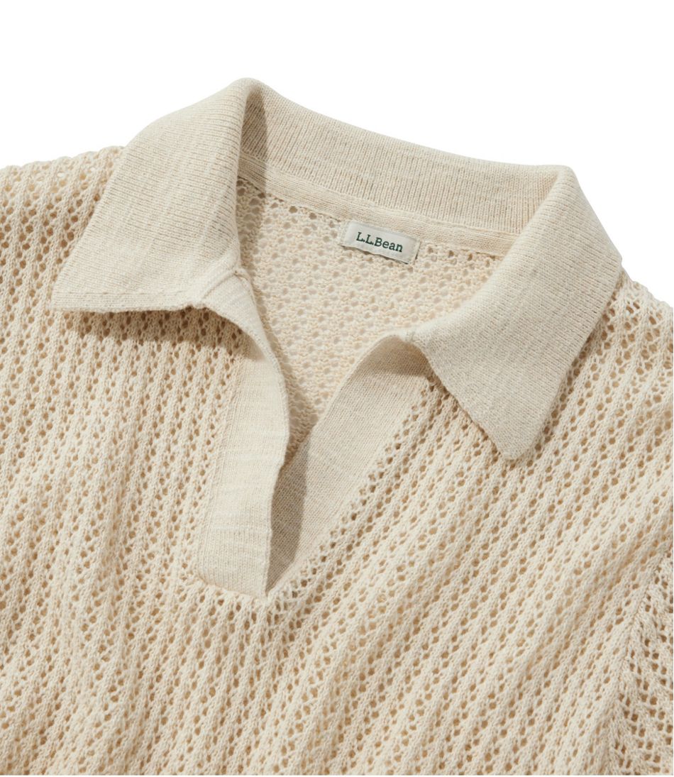 Women's Organic Cotton Slub Pointelle Sweater, Polo | L.L.Bean