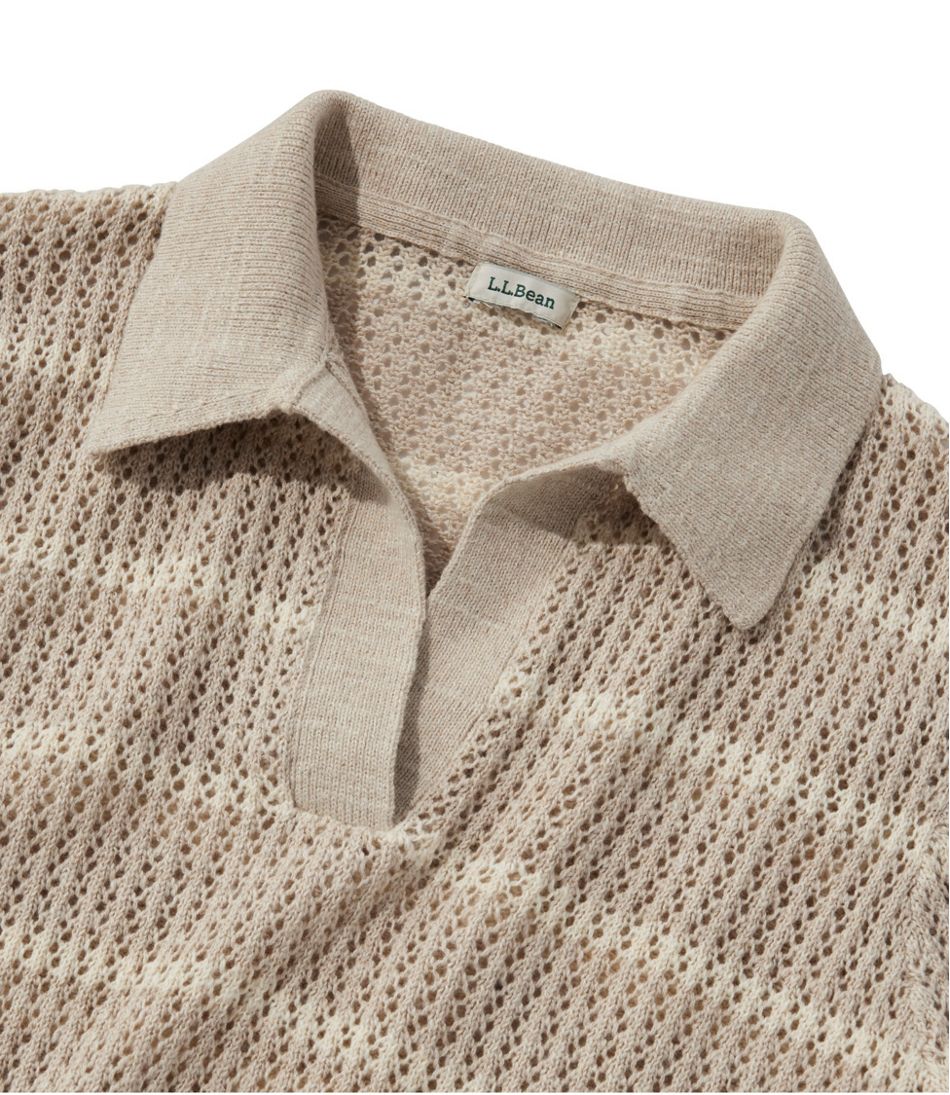 Women's Organic Cotton Slub Pointelle Sweater, Polo | L.L.Bean