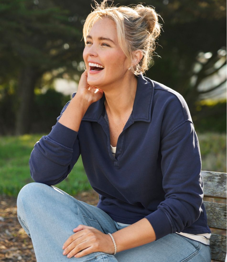 Women's Sunwashed Sweats, Splitneck Polo | L.L.Bean