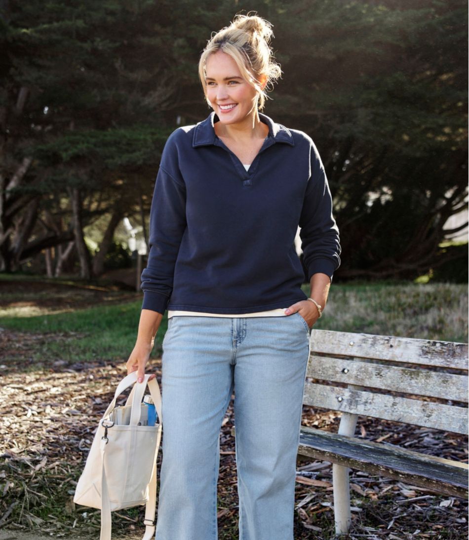 Women's Sunwashed Sweats, Splitneck Polo | L.L.Bean