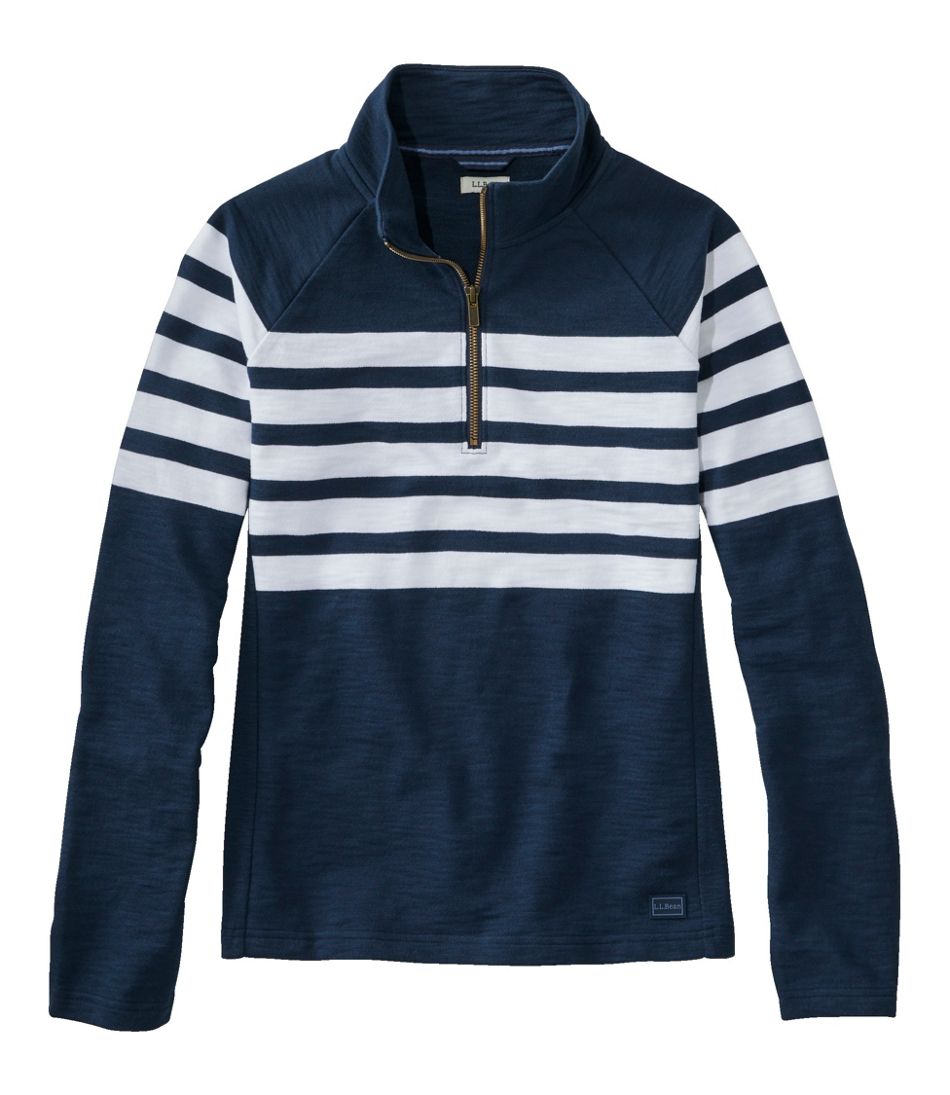 Women's Peaks Island Quarter-Zip Pullover, Stripe | L.L.Bean