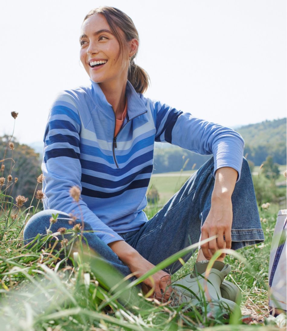 Women's Peaks Island Quarter-Zip Pullover, Stripe | L.L.Bean