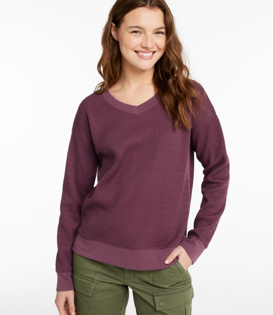 Women's Birchwood Brushed Waffle Top, V-Neck | L.L.Bean