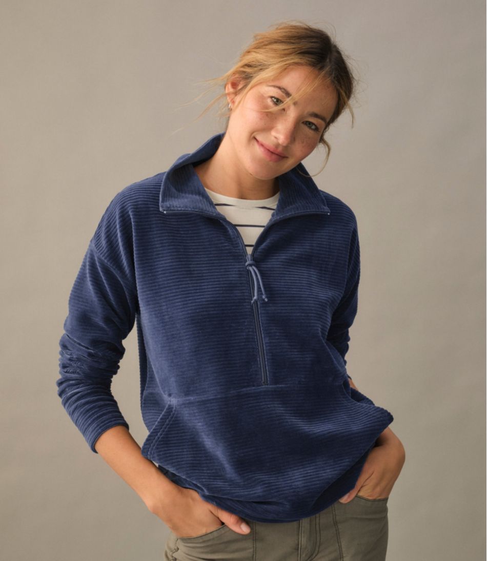 Women's Soft Stretch Corduroy Pullover, Half-Zip | L.L.Bean