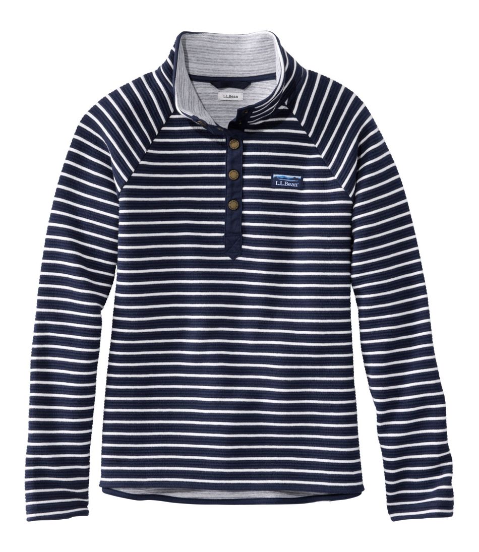Women's Lakewashed Double-Knit Quarter-Snap, Stripe | L.L.Bean