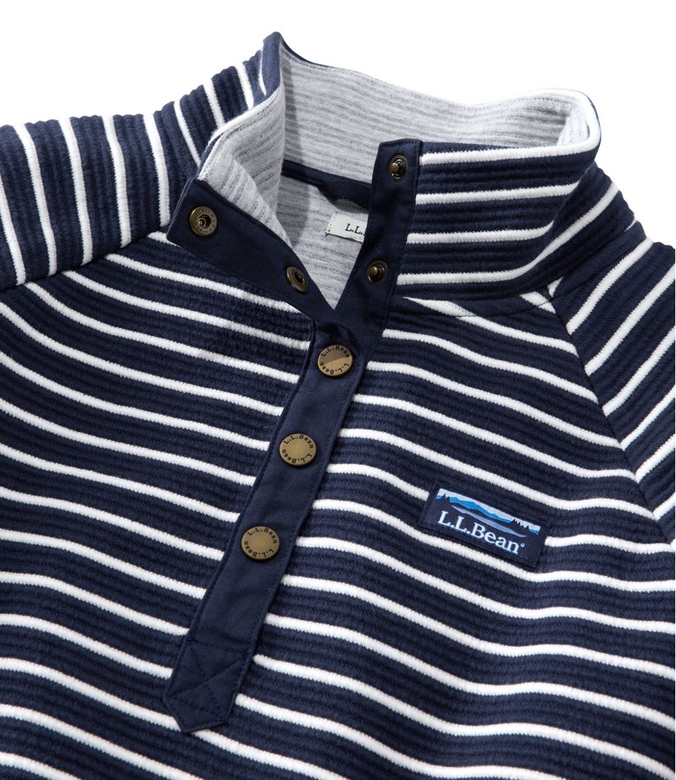 Women's Lakewashed Double-Knit Quarter-Snap, Stripe | L.L.Bean