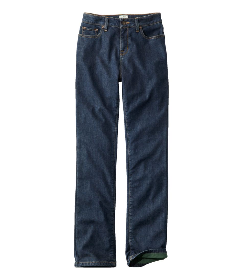 Women's True Shape Jeans, High-Rise Straight-Leg Fleece-Lined | L.L.Bean