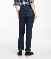 Women's True Shape Jeans, High-Rise Straight-Leg Fleece-Lined | L.L.Bean
