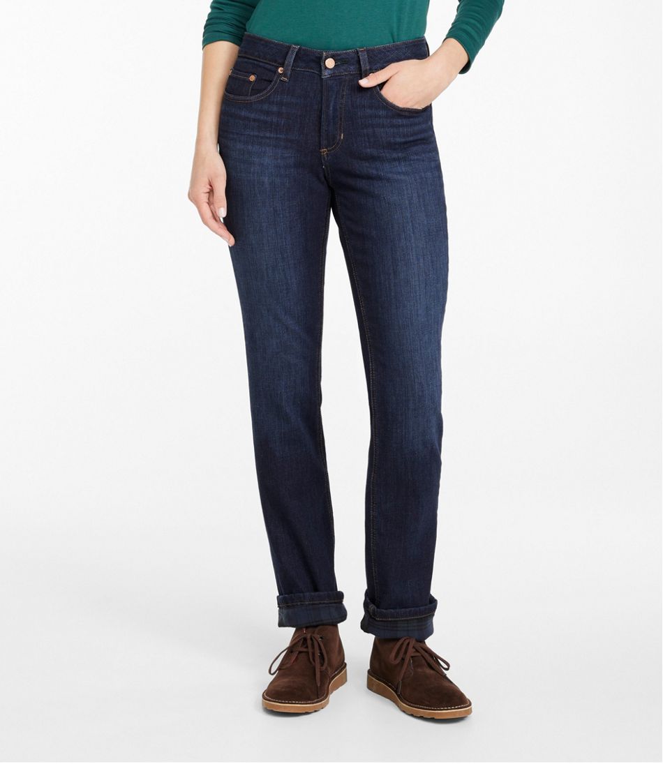 Women's BeanFlex® Jeans, Mid-Rise Straight-Leg Lined | L.L.Bean