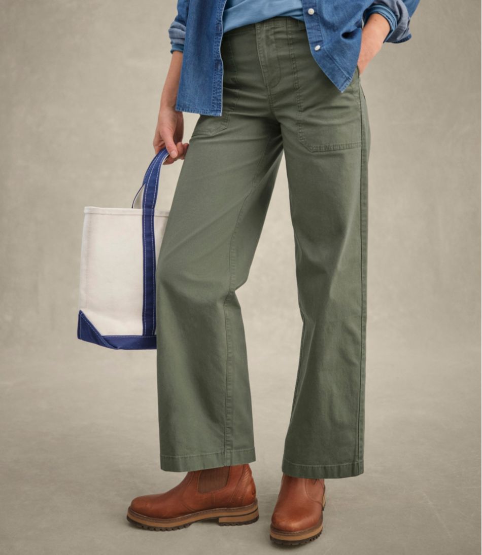 Women's 207 Vintage Cotton Canvas Pants, High-Rise Wide-Leg | L.L.Bean