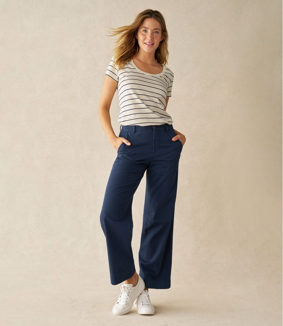Women's Comfort Stretch Pants, Mid-Rise Wide-Leg Chino | L.L.Bean