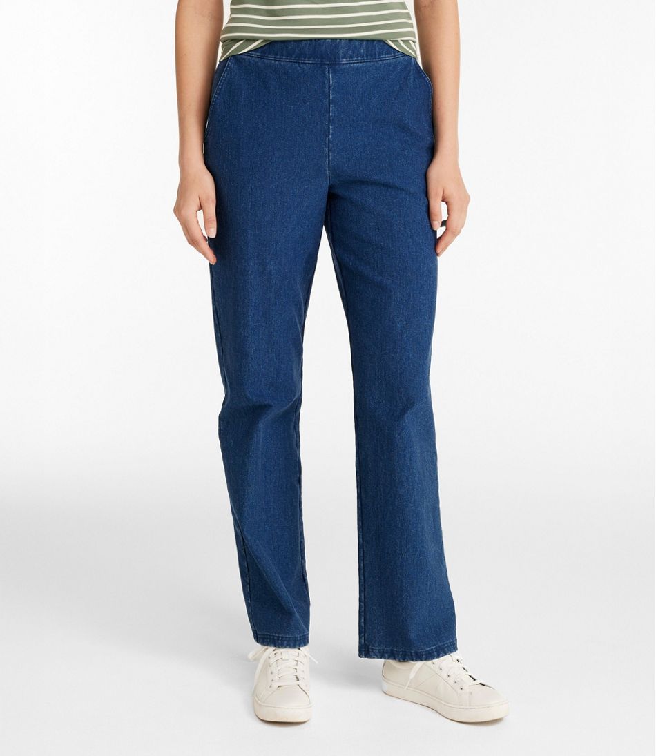 Women's Perfect Fit Pants, Denim Straight-Leg Fleece-Backed | L.L.Bean