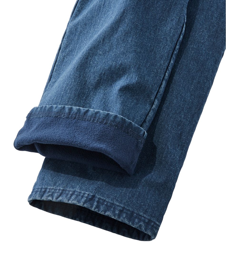 Women's Perfect Fit Pants, Denim Straight-Leg Fleece-Backed | L.L.Bean