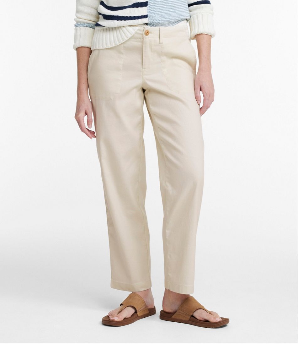 Women's Comfort Stretch Cotton/Linen Pants, High-Rise Ankle | L.L.Bean