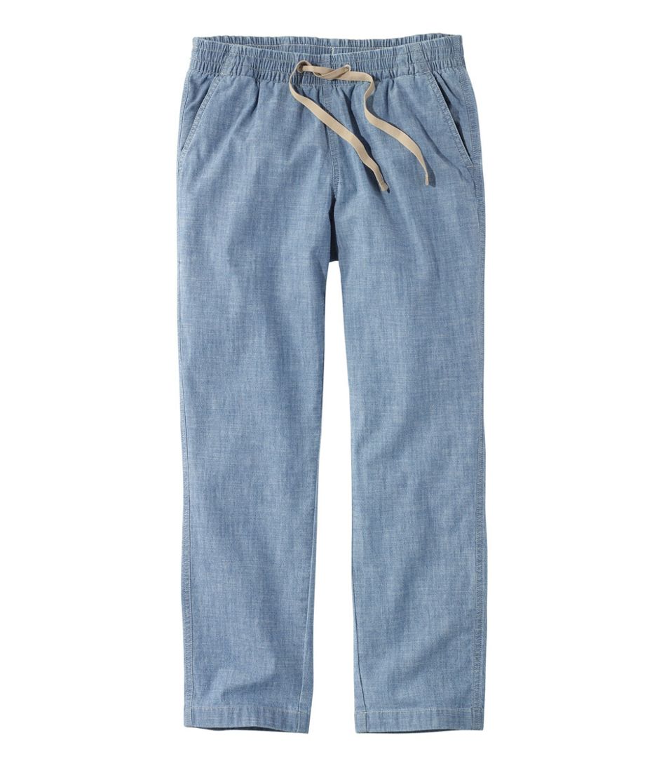 Women's Lakewashed Pull-On Chinos, Mid-Rise Chambray Ankle Pants | L.L.Bean
