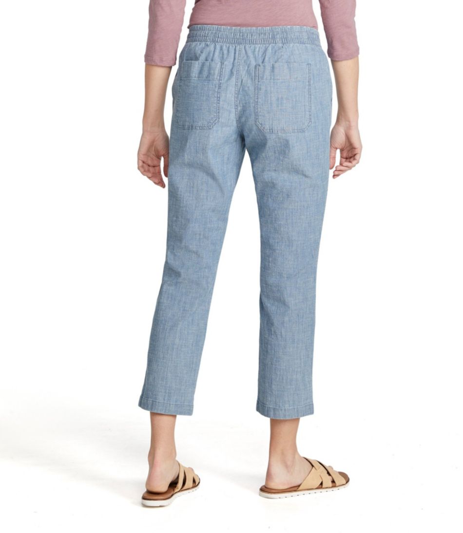 Women's Lakewashed Pull-On Chinos, Mid-Rise Chambray Ankle Pants | L.L.Bean