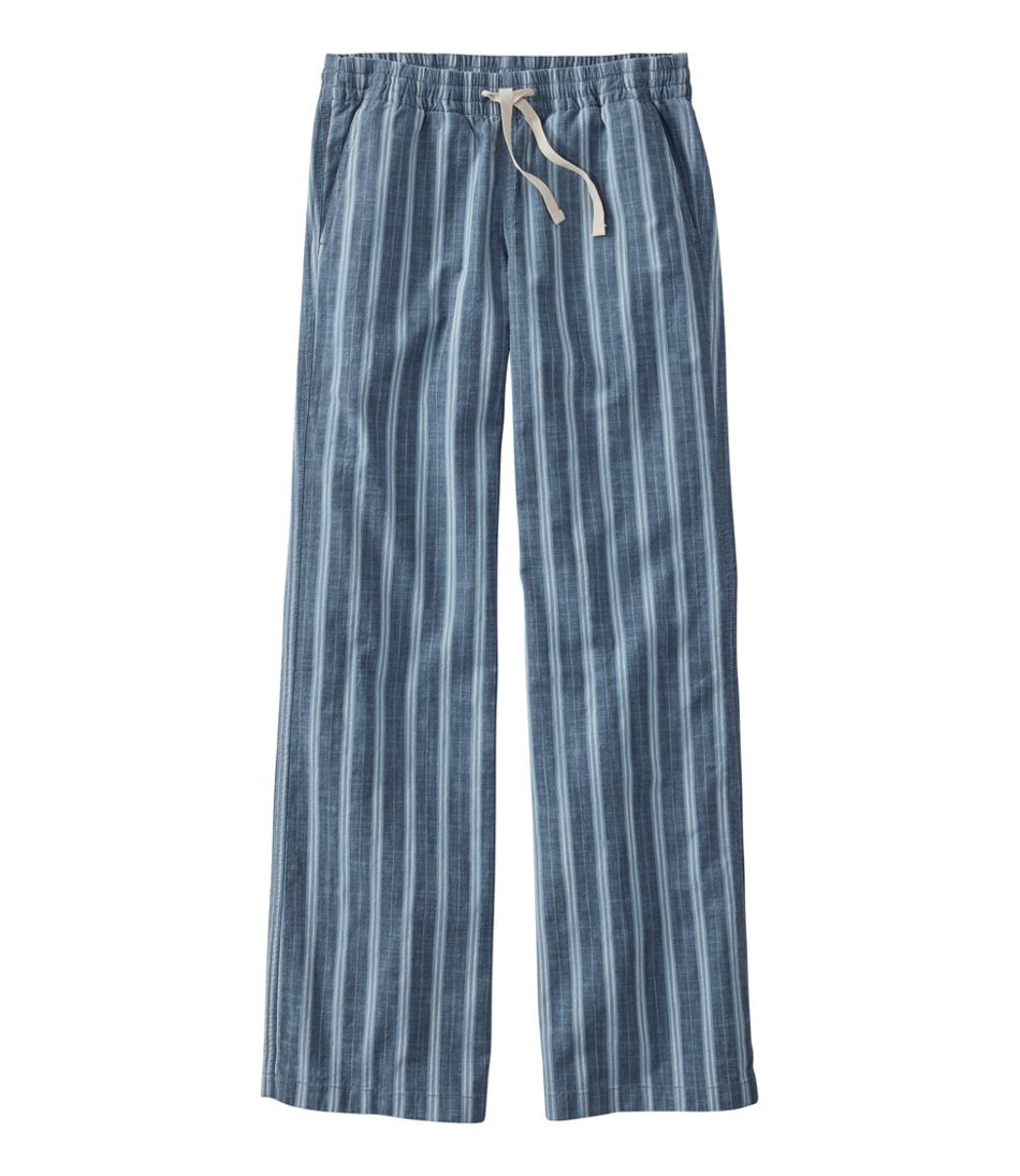 Women's Lakewashed Pull-On Chinos, Mid-Rise Wide-Leg Stripe Chambray | L.L.Bean