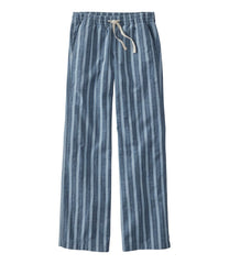 Women's Lakewashed Pull-On Chinos, Mid-Rise Wide-Leg Stripe Chambray | L.L.Bean