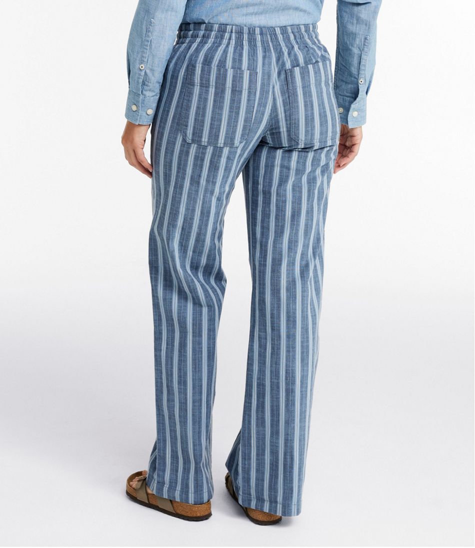 Women's Lakewashed Pull-On Chinos, Mid-Rise Wide-Leg Stripe Chambray | L.L.Bean