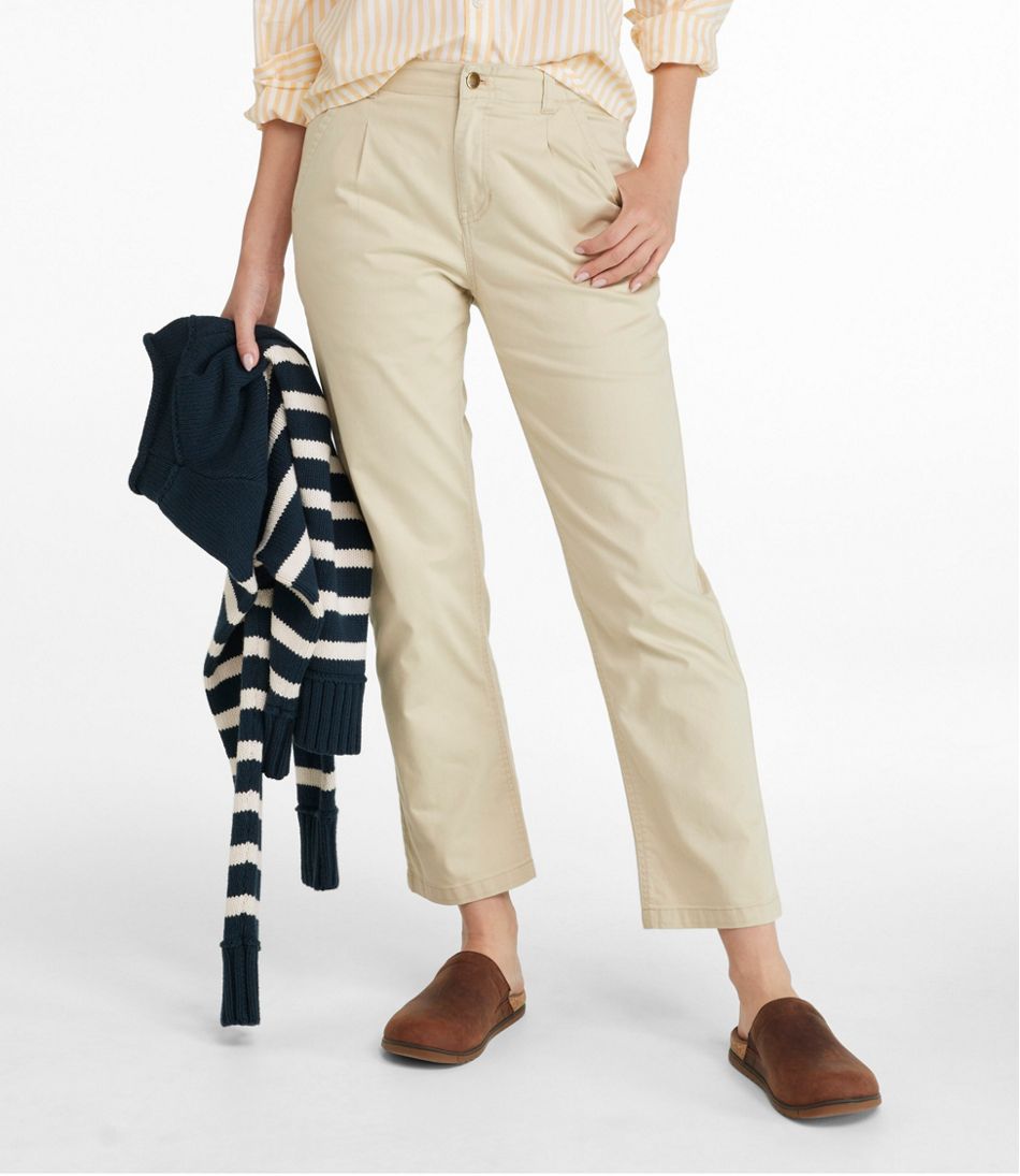 Women's Signature Easy-Cotton Pleated Chinos, Ankle | L.L.Bean