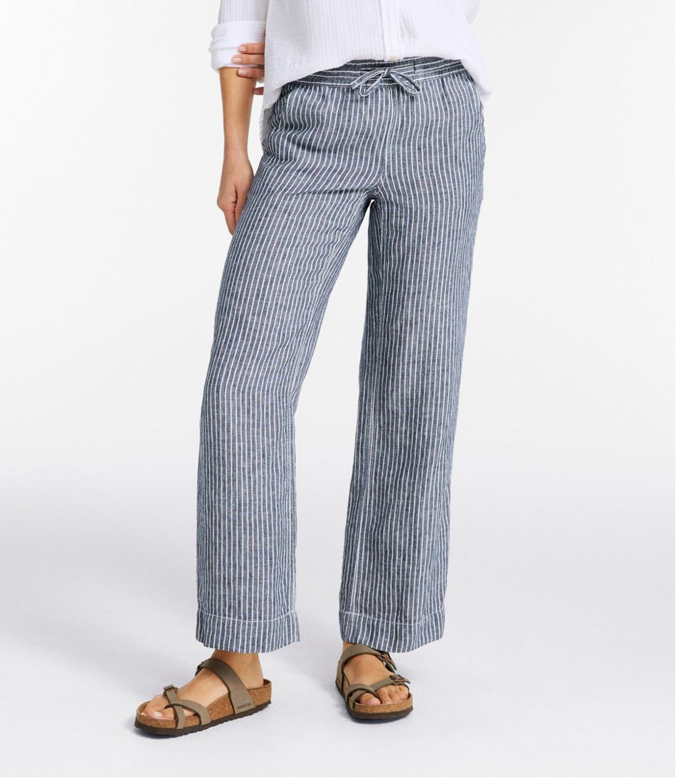 Women's Premium Washable Linen Pull-On Pants, Stripe | L.L.Bean
