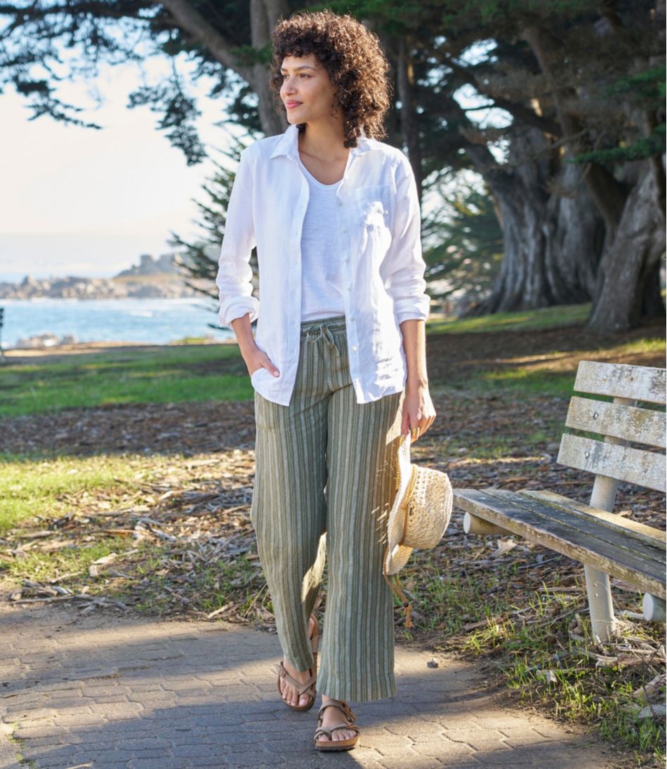 Women's Premium Washable Linen Pull-On Pants, Stripe | L.L.Bean