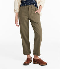 Women's Signature Washed Cotton Barrel Pants, High-Rise Tapered Leg | L.L.Bean