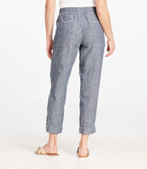 Women's Premium Linen Pull-On Ankle Pants, Mid-Rise Tapered-Leg Stripe | L.L.Bean